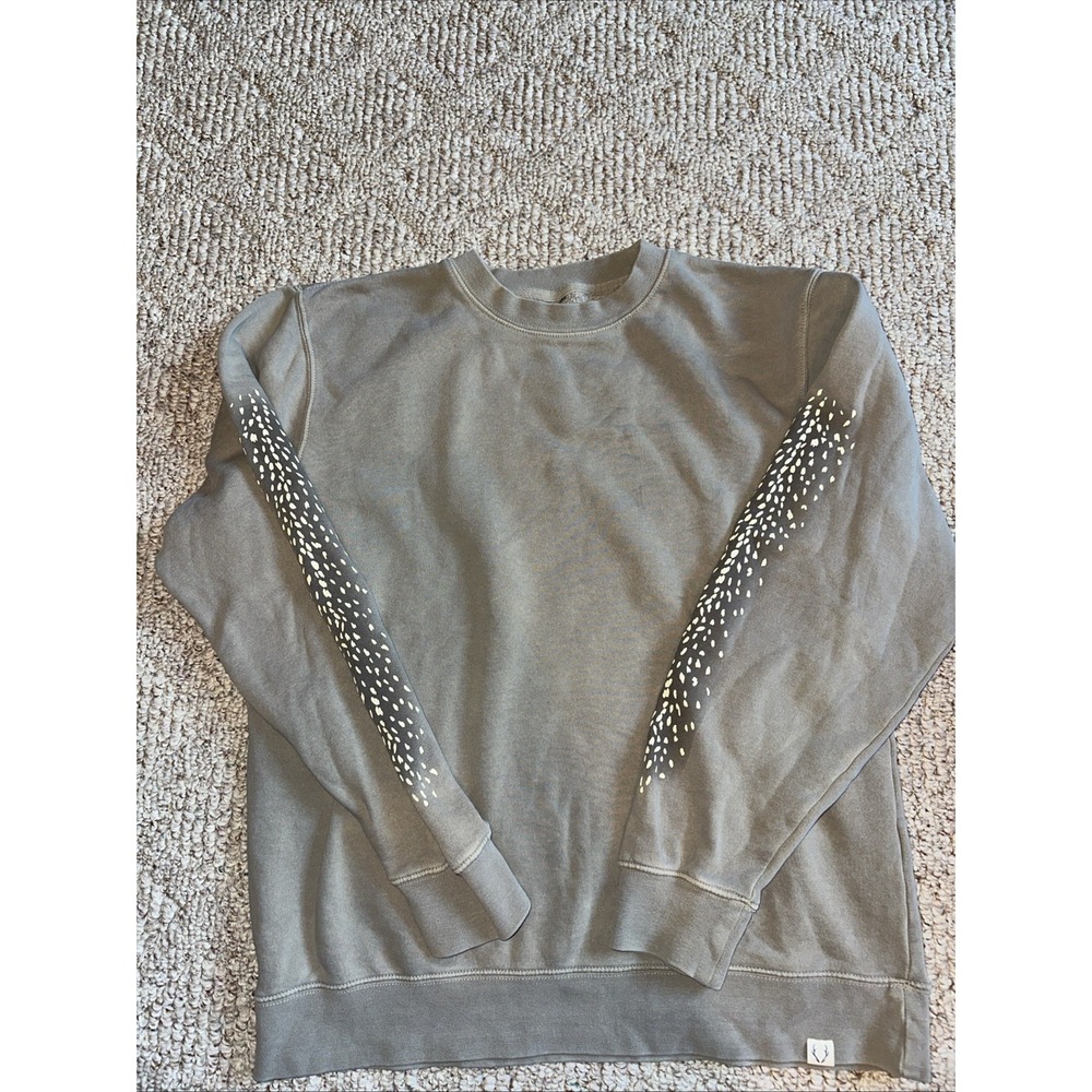Womens Eva & Co Crewneck Sweatshirt Deer Hunt Size Medium Beige EUC
